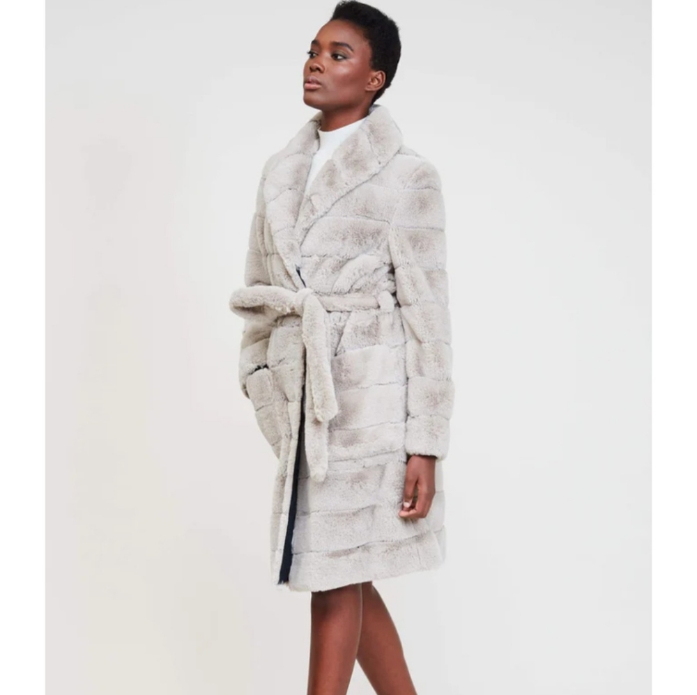 Faux Fur designer winter coat luxury couture Maison Atia robe coat vegan
